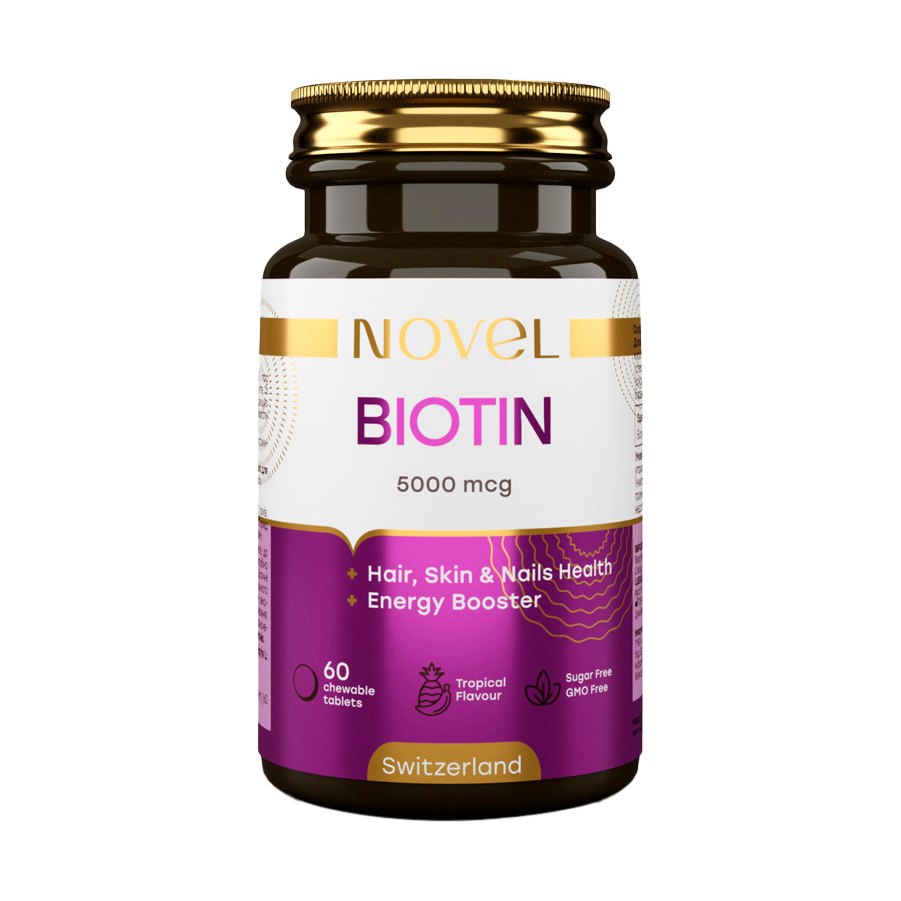 Біотин Novel Biotin 5000 мкг, 60 жувальних таблеток